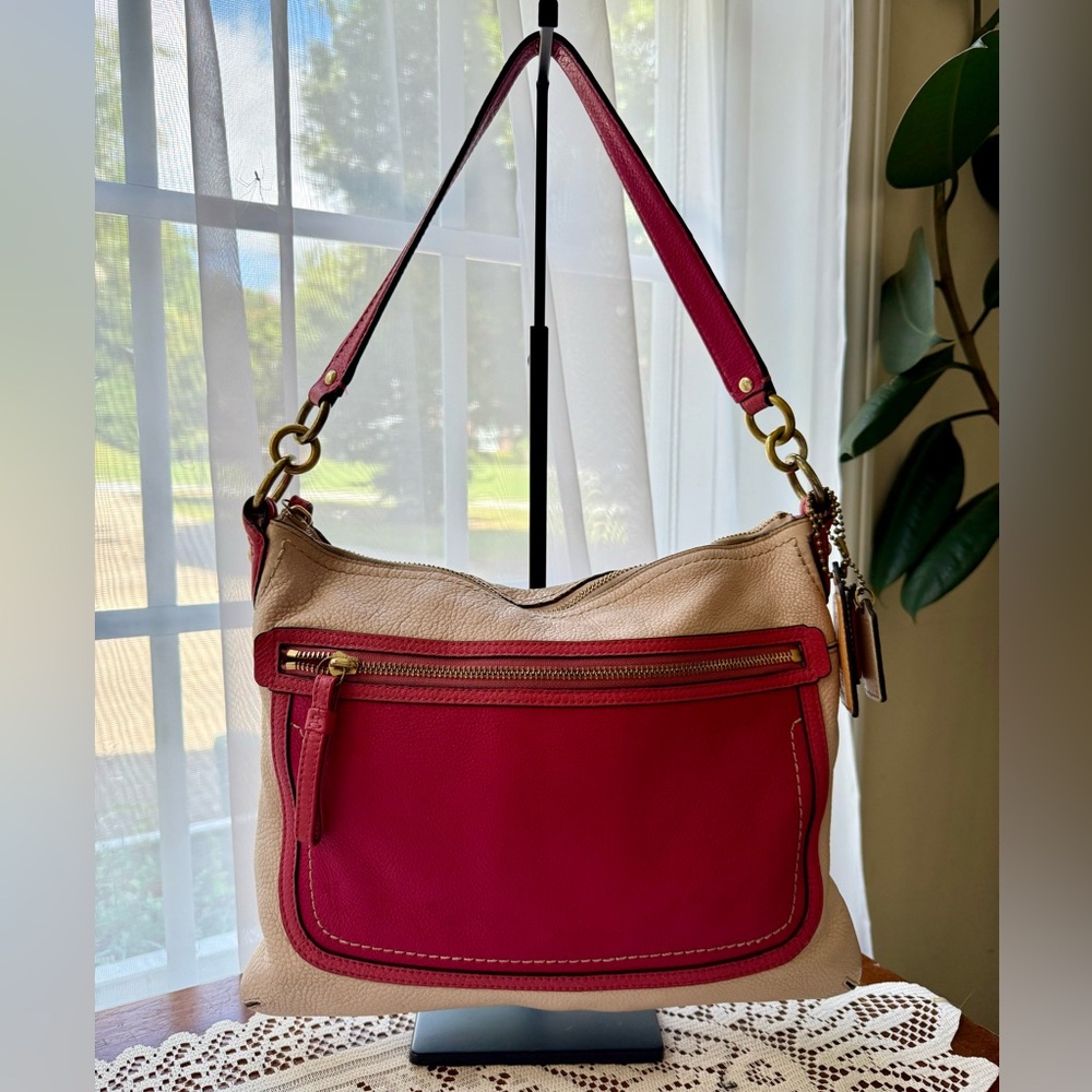 Coach Poppy Colorblock Perrie Hippy Hobo - Pink & Taupe